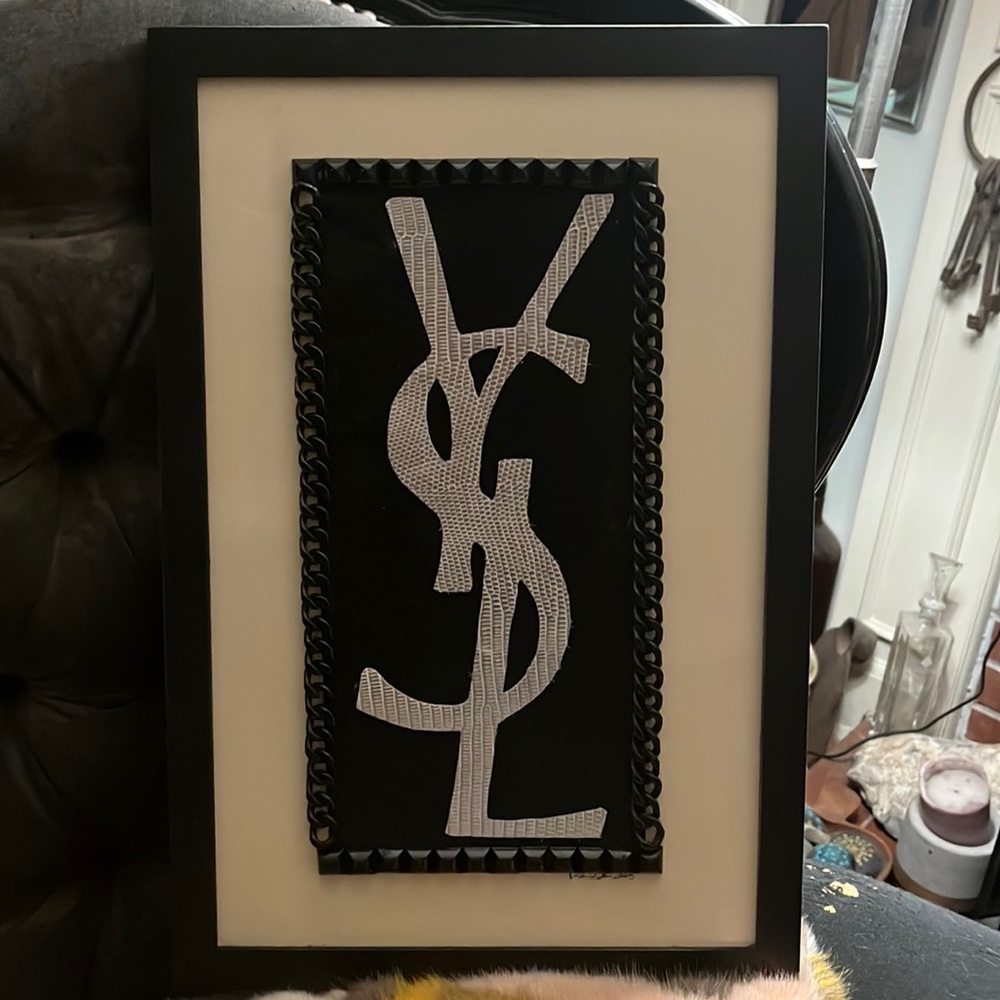 YSL metallic chain/stud framed designer wall art